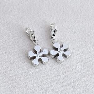 Brighton Flower Snap Clip Charms Set Of 2 Silver Plated Retired Floral Garden